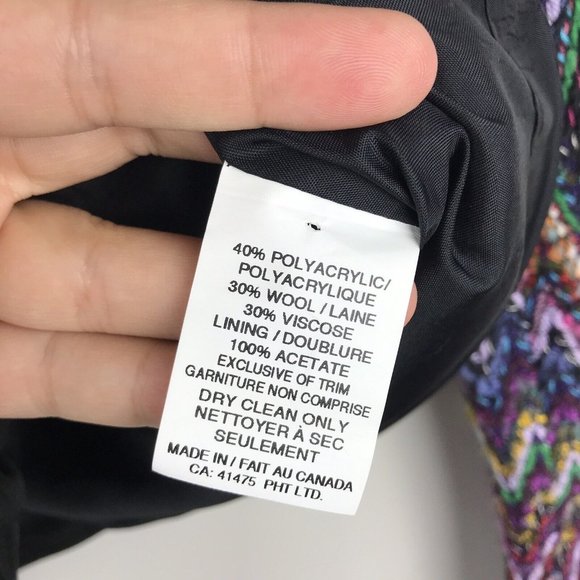 Tavora Wool Blend Zig Zag Multicolor Button Front Blazer Size Petite 6 - Picture 7 of 7